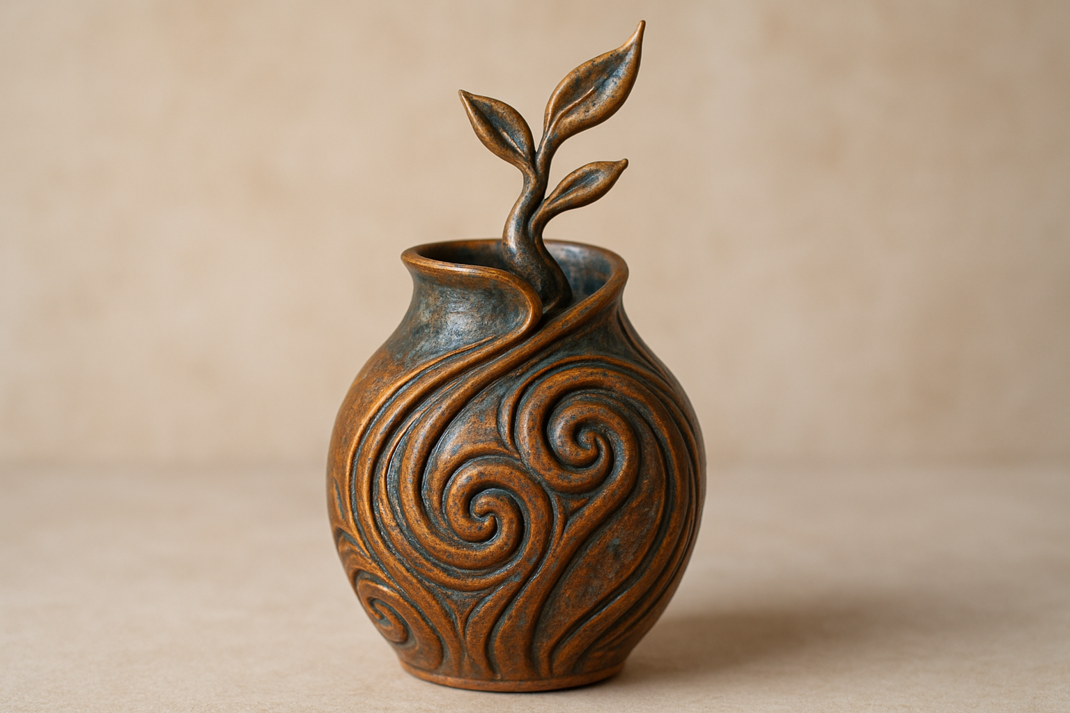 A glazed ceramic piece showing the depth and movement a fired glaze can develop